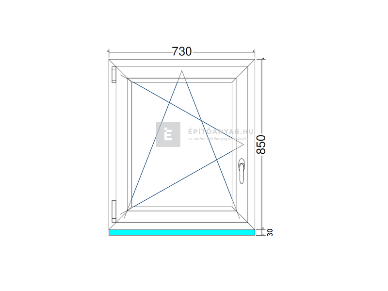 EkoSun 70 CL 3r üv BNY 75x90 cm bal fehér egyszárnyú ablak