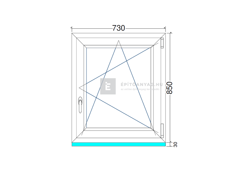 EkoSun 70 CL 3r üv BNY 75x90 cm jobb fehér egyszárnyú ablak