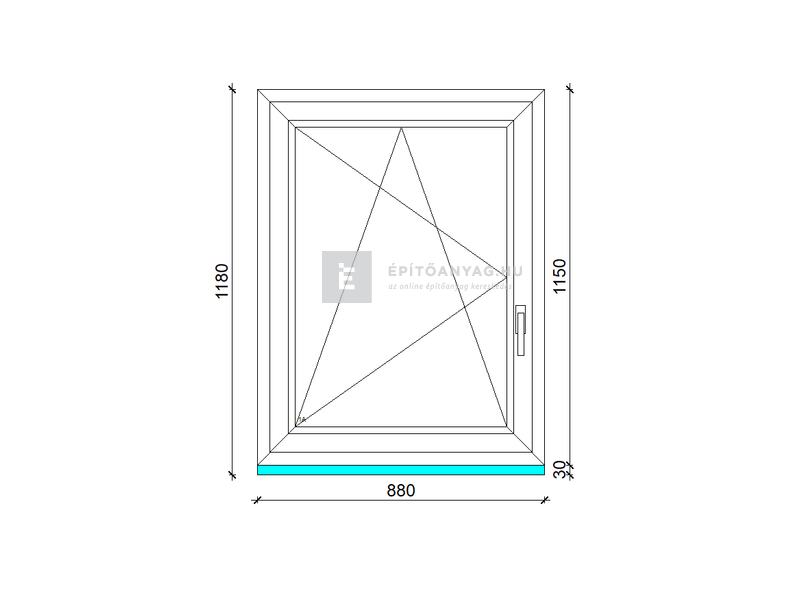 EkoSun 70 CL 3r üv BNY 90x120 cm bal kívül antracit, belül fehér egyszárnyú ablak