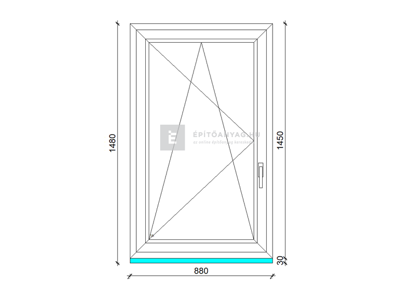 EkoSun 70 CL 3r üv BNY 90x150 cm bal kívül antracit, belül fehér egyszárnyú ablak