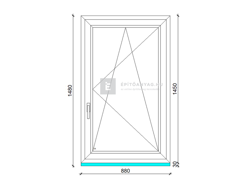 EkoSun 70 C 3r  üv  BNY 90x150 cm jobb fehér egyszárnyú ablak