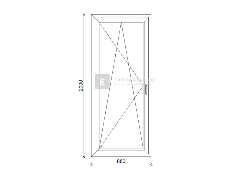 EkoSun 70 CL 3r üv BNY 90x210 cm bal kívül antracit, belül fehér egyszárnyú erkélyajtó