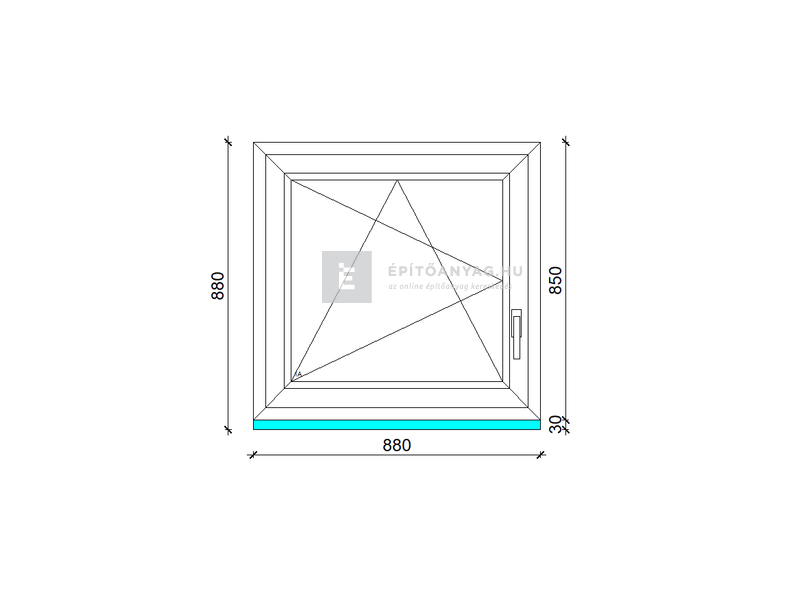 EkoSun 70 CL 3r üv BNY 90x90 cm bal kívül antracit, belül fehér egyszárnyú ablak