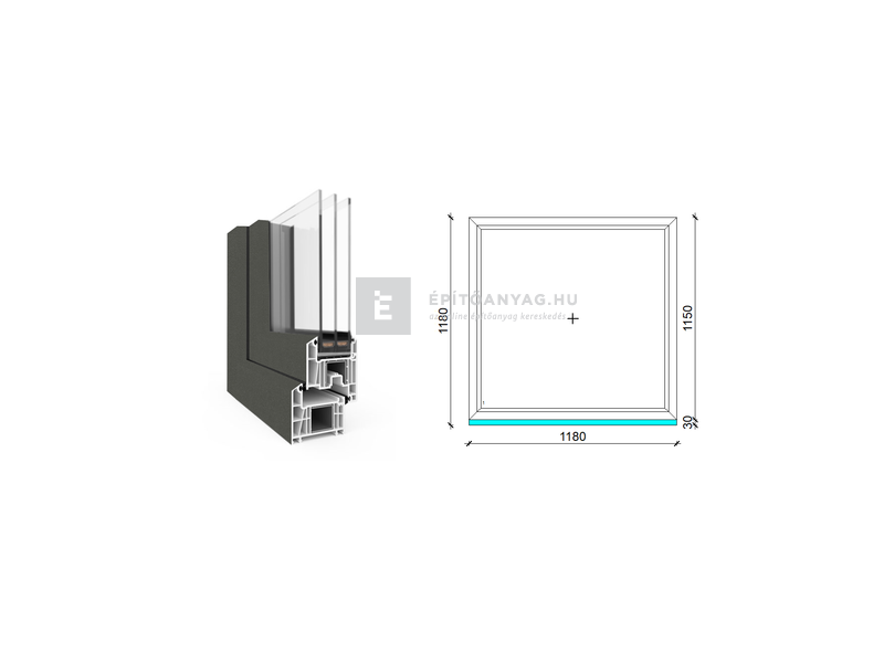 EkoSun 70 CL 3r üv Fix 120x120 cm kívül antracit, belül fehér fix ablak