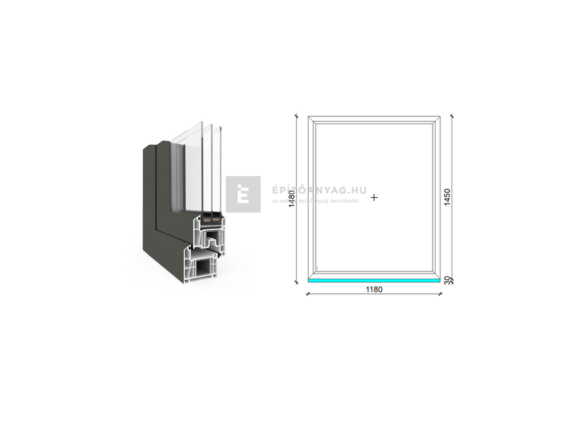 EkoSun 70 CL 3r üv Fix 120x150 cm kívül antracit, belül fehér fix ablak