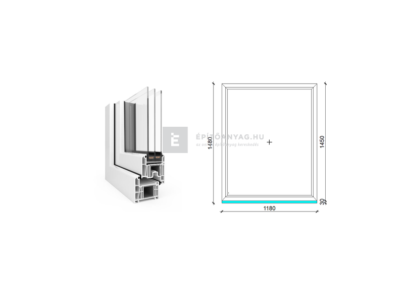 EkoSun 70 CL 3r üv Fix 120x150 cm fehér fix ablak
