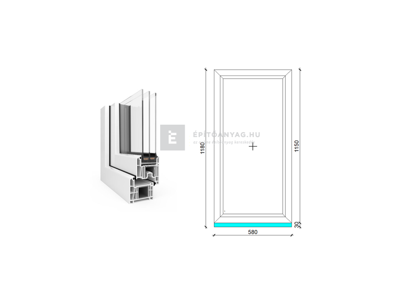 EkoSun 70 CL 3r üv Fix 60x120 cm fehér fix ablak