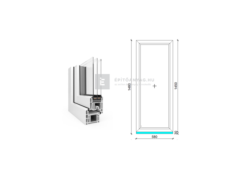 EkoSun 70 CL 3r üv Fix 60x150 cm fehér fix ablak