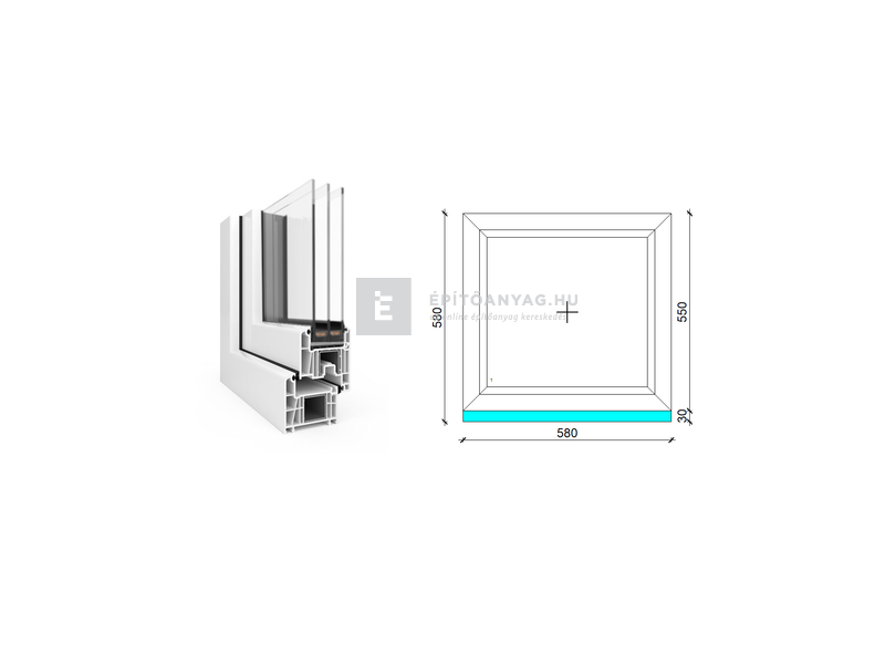 EkoSun 70 CL 3r üv Fix 60x60 cm fehér fix ablak
