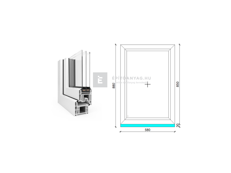 EkoSun 70 CL 3r üv Fix 60x90 cm fehér fix ablak