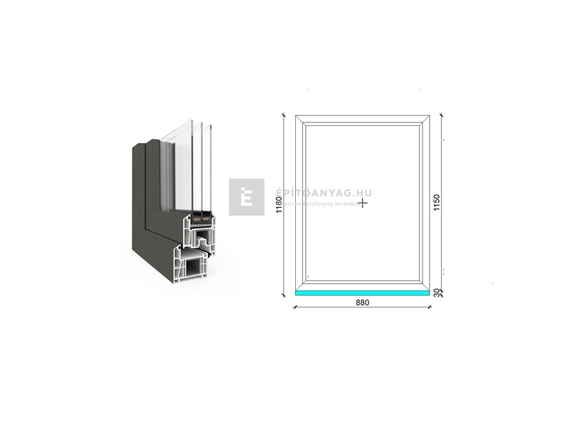EkoSun 70 CL 3r üv Fix 90x120 cm kívül antracit, belül fehér fix ablak