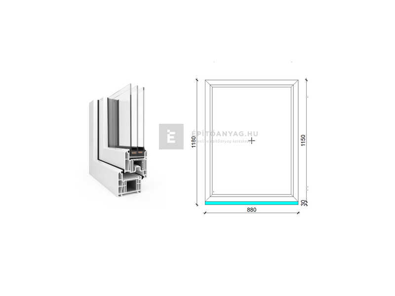 EkoSun 70 CL 3r üv Fix 90x120 cm fehér fix ablak