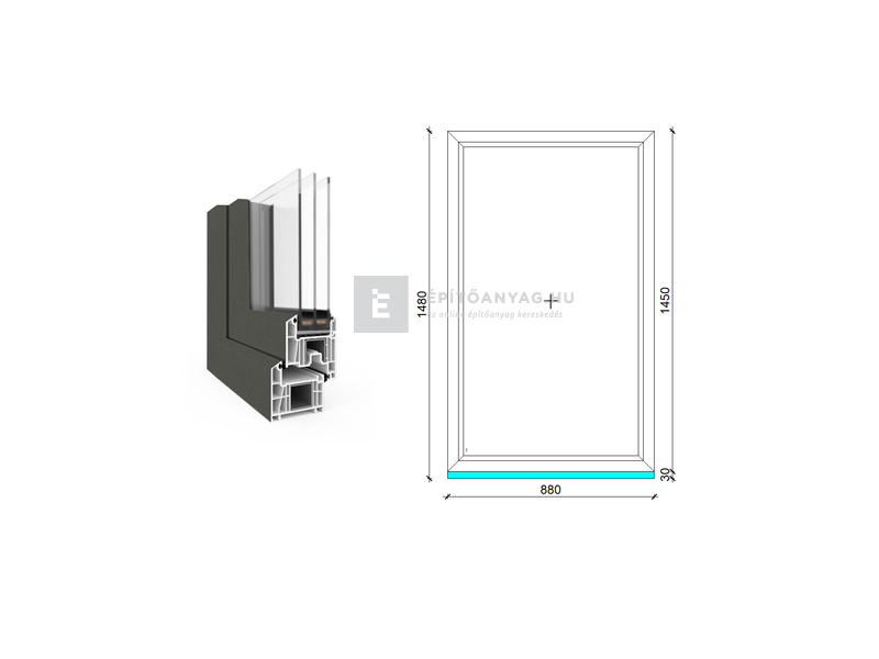 EkoSun 70 CL 3r üv Fix 90x150 cm kívül antracit, belül fehér fix ablak