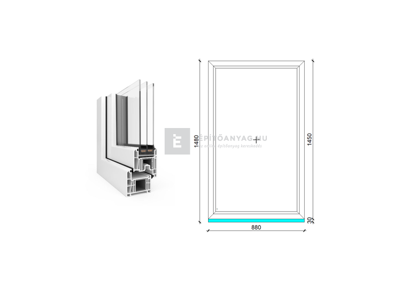 EkoSun 70 CL 3r üv Fix 90x150 cm fehér fix ablak