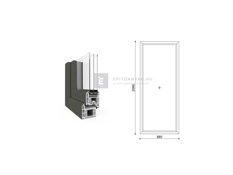 EkoSun 70 CL 3r üv Fix 90x210 cm kívül antracit, belül fehér fix ablak
