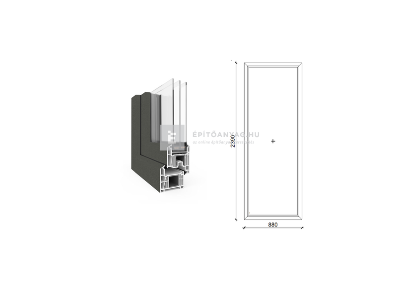 EkoSun 70 CL 3r üv Fix 90x240 cm kívül antracit, belül fehér fix ablak