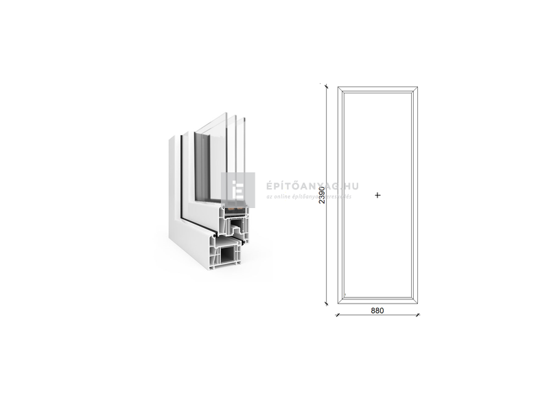 EkoSun 70 CL 3r üv Fix 90x240 cm fehér fix ablak