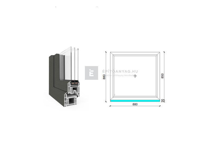 EkoSun 70 CL 3r üv Fix 90x90 cm kívül antracit, belül fehér fix ablak
