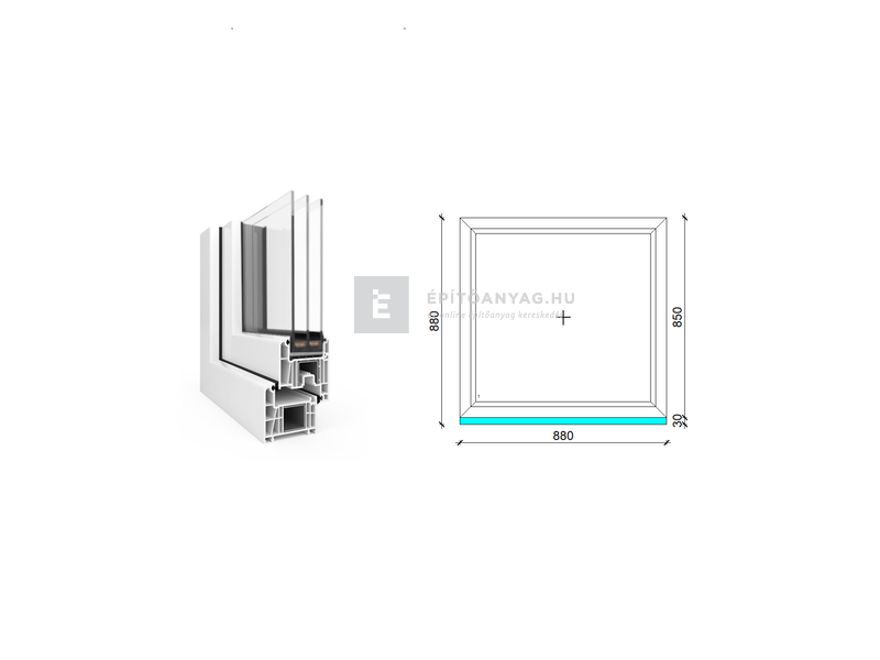 EkoSun 70 CL 3r üv Fix 90x90 cm fehér fix ablak