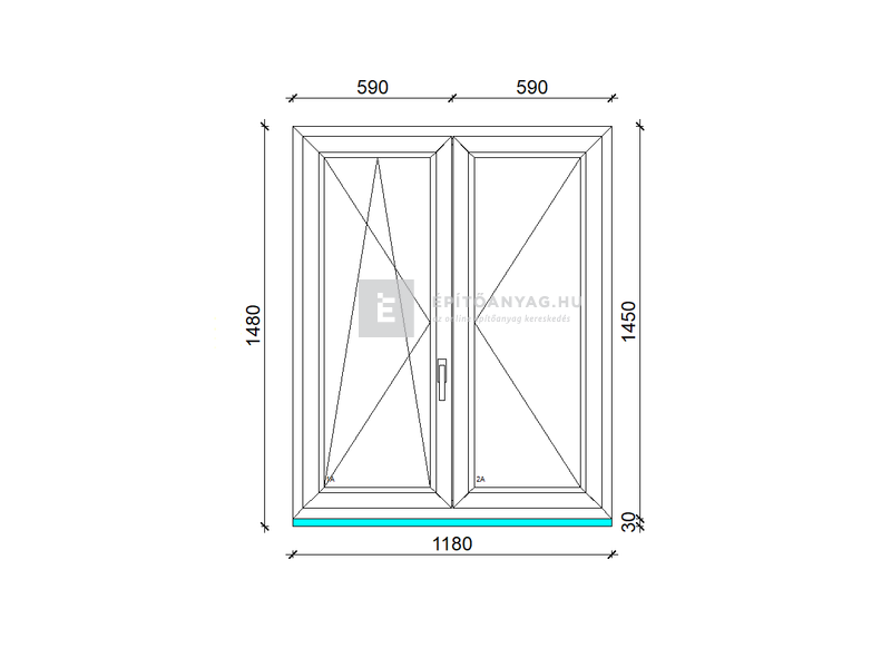 EkoSun 70 CL 3r üv NY-BNY 120x150 cm bal kívül antracit, belül fehér kétsz. váltószárnyas ablak