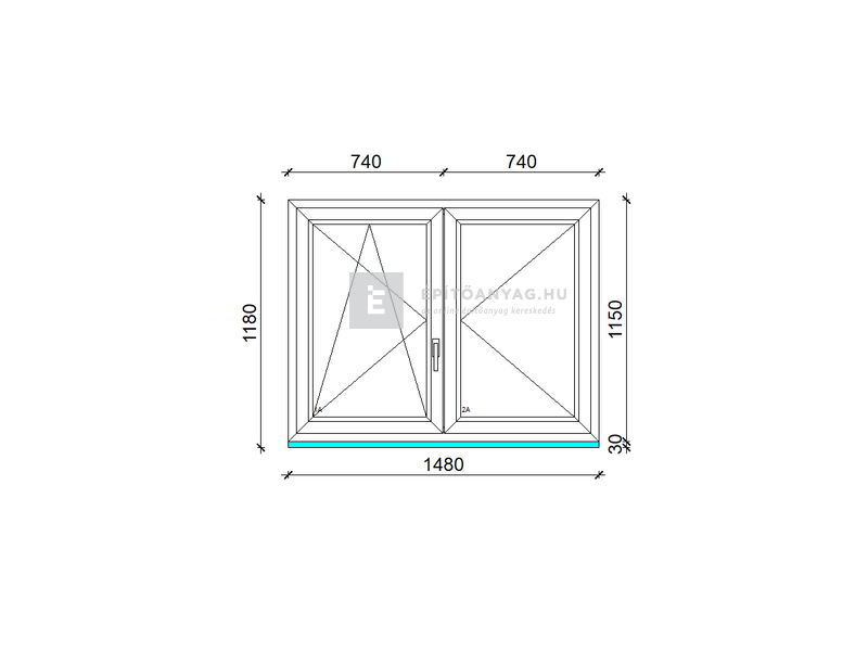 EkoSun 70 CL 3r üv NY-BNY 150x120 cm bal kívül antracit, belül fehér kétsz. váltószárnyas ablak