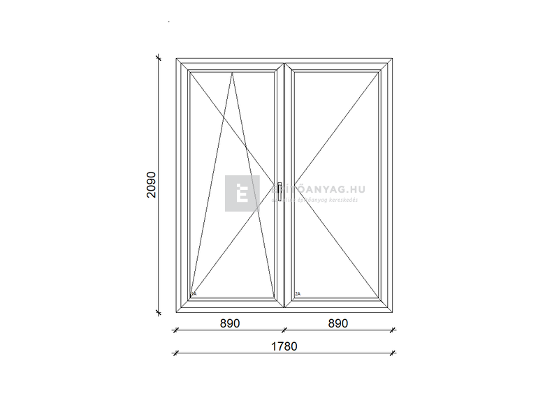 EkoSun 70 C 3r üv NY-BNY 180x210 cm bal fehér kétszárnyú váltószárnyas erkélyajtó