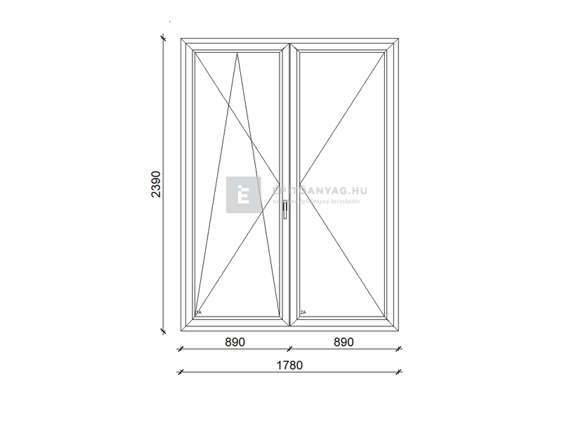EkoSun 70 CL 3r üv NY-BNY 180x240cm bal kívül antracit belül fehér kétsz. váltószárny. erkélyajtó
