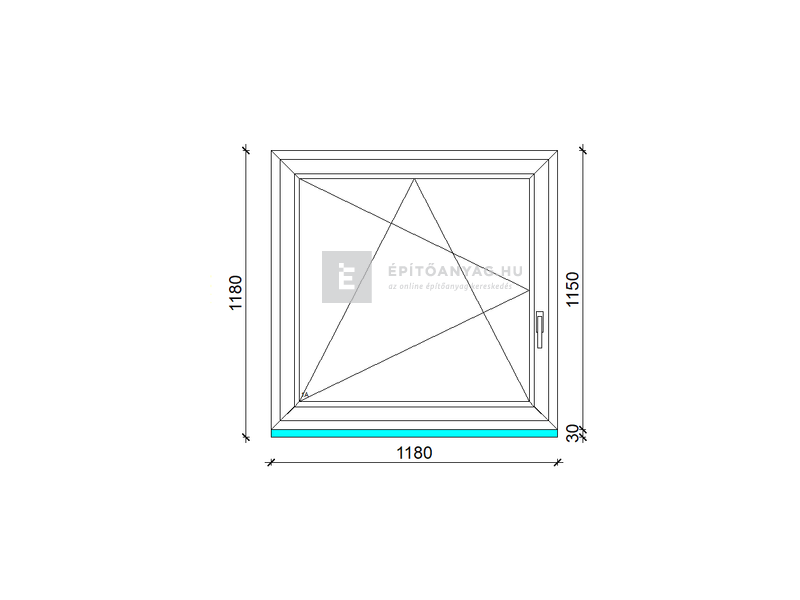GreenEvolution 76 B 3r üv BNY 120x120 cm bal kívül antracit, belül fehér egyszárnyú ablak