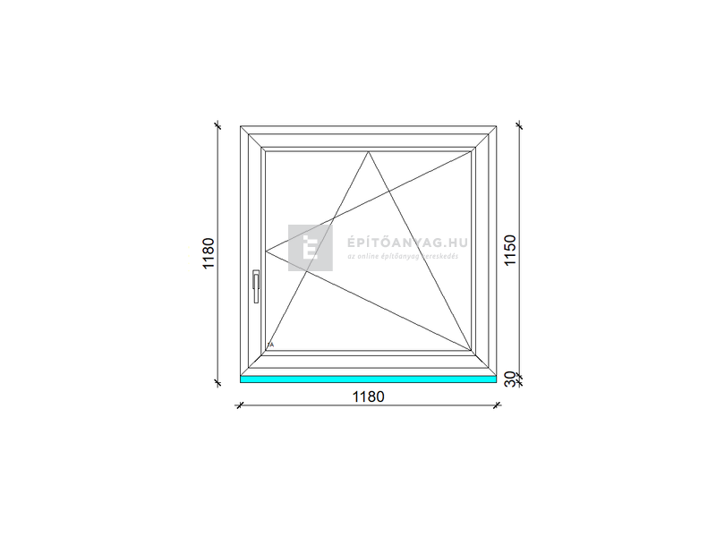 GreenEvolution 76 B 3r üv BNY 120x120 cm jobb kívül antracit, belül fehér egyszárnyú ablak