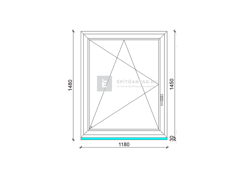 GreenEvolution 76 B 3r üv BNY 120x150 cm bal kívül antracit, belül fehér egyszárnyú ablak