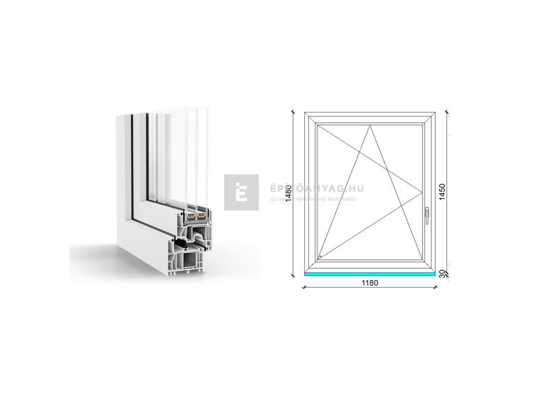 GreenEvolution 76 B 3r üv BNY 120x150 cm bal fehér egyszárnyú ablak