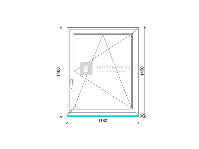GreenEvolution 76 B 3r üv BNY 120x150 cm jobb kívül antracit, belül fehér egyszárnyú ablak