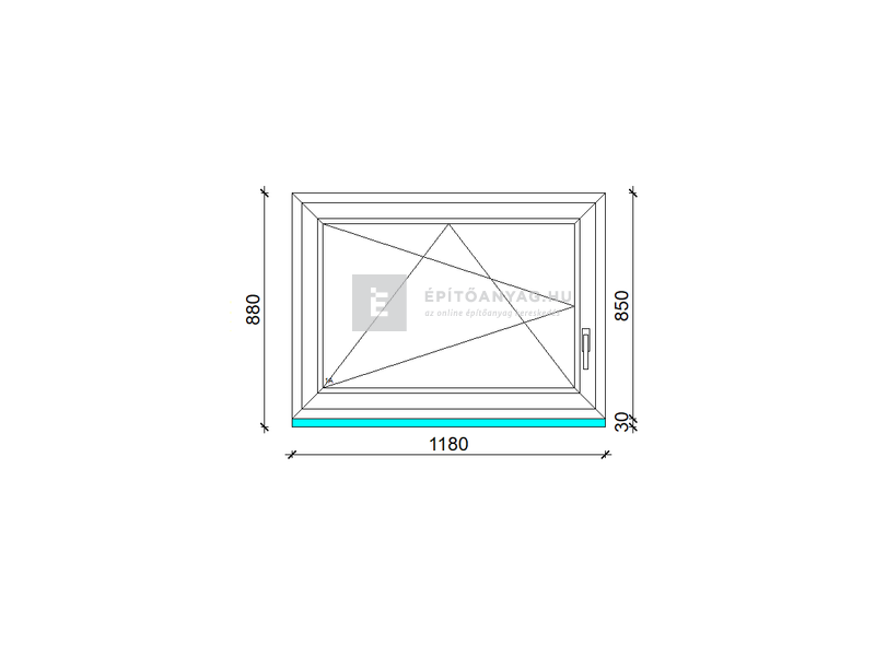 GreenEvolution 76 B 3r üv BNY 120x90 cm bal kívül antracit, belül fehér egyszárnyú ablak