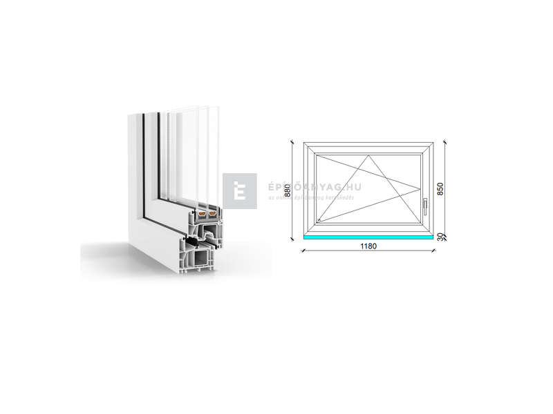 GreenEvolution 76 B 3r üv BNY 120x90 cm bal fehér egyszárnyú ablak