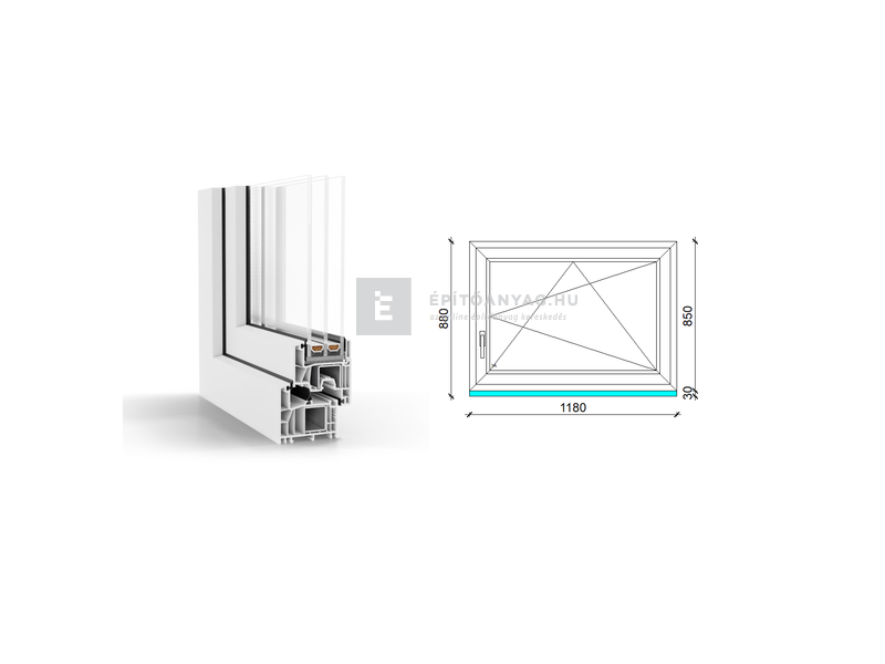 GreenEvolution 76 B 3r üv BNY 120x90 cm jobb fehér egyszárnyú ablak
