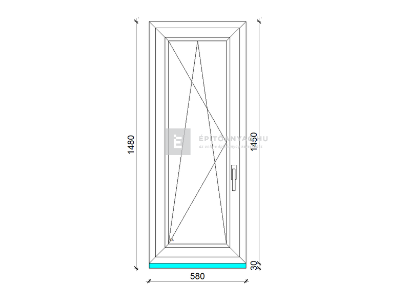 GreenEvolution 76 B 3r üv BNY 60x150 cm bal kívül antracit, belül fehér egyszárnyú ablak