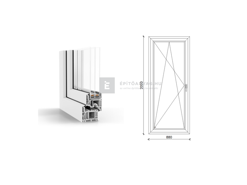 GreenEvolution 76 B 3r üv BNY 90x210 cm bal fehér egyszárnyú erkélyajtó