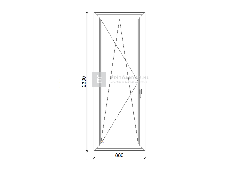 GreenEvolution 76 B 3r üv BNY 90x240 cm bal kívül antracit, belül fehér egyszárnyú erkélyajtó