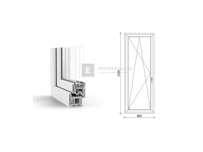 GreenEvolution 76 B 3r üv BNY 90x240 cm bal fehér egyszárnyú erkélyajtó