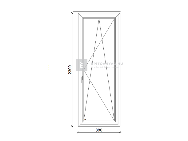 GreenEvolution 76 B 3r üv BNY 90x240 cm jobb kívül antracit, belül fehér egyszárnyú erkélyajtó