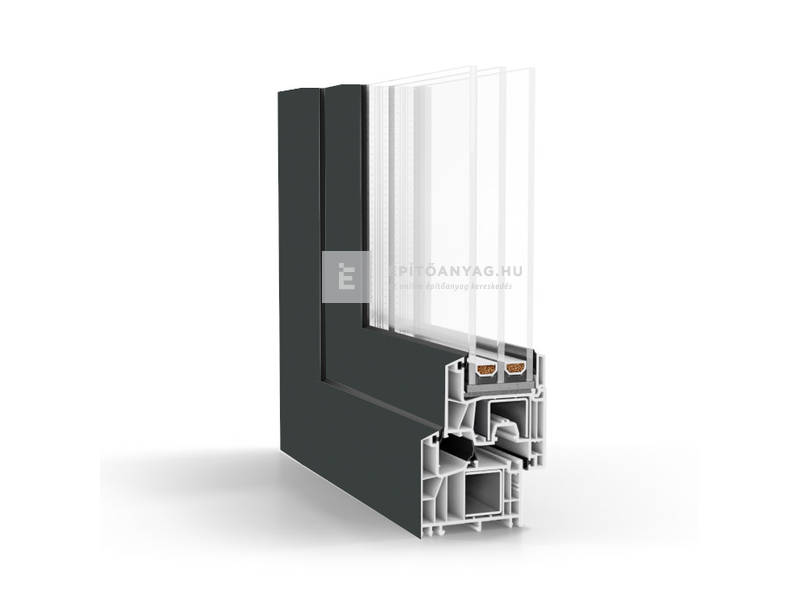 GreenEvolution 76 B 3r üv BNY 90x60 cm jobb kívül antracit, belül fehér egyszárnyú ablak