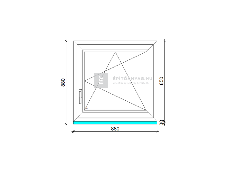 GreenEvolution 76 3D  3r üv  BNY 90x90 cm jobb fehér egyszárnyú ablak