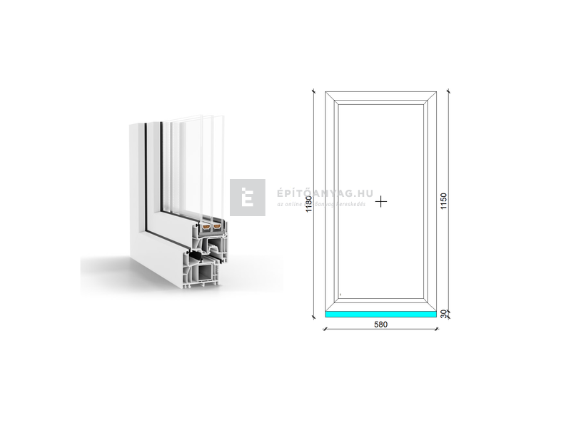GreenEvolution 76 B 3r üv Fix 60x120 cm fehér fix ablak