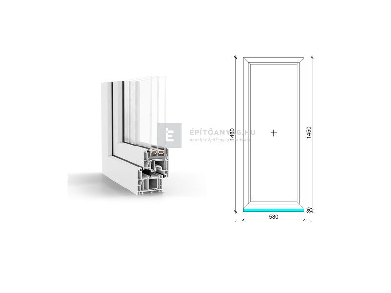GreenEvolution 76 B 3r üv Fix 60x150 cm fehér fix ablak