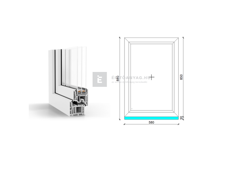 GreenEvolution 76 B 3r üv Fix 60x90 cm fehér fix ablak