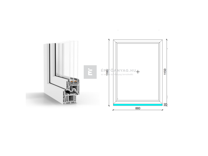 GreenEvolution 76 B 3r üv Fix 90x120 cm fehér fix ablak
