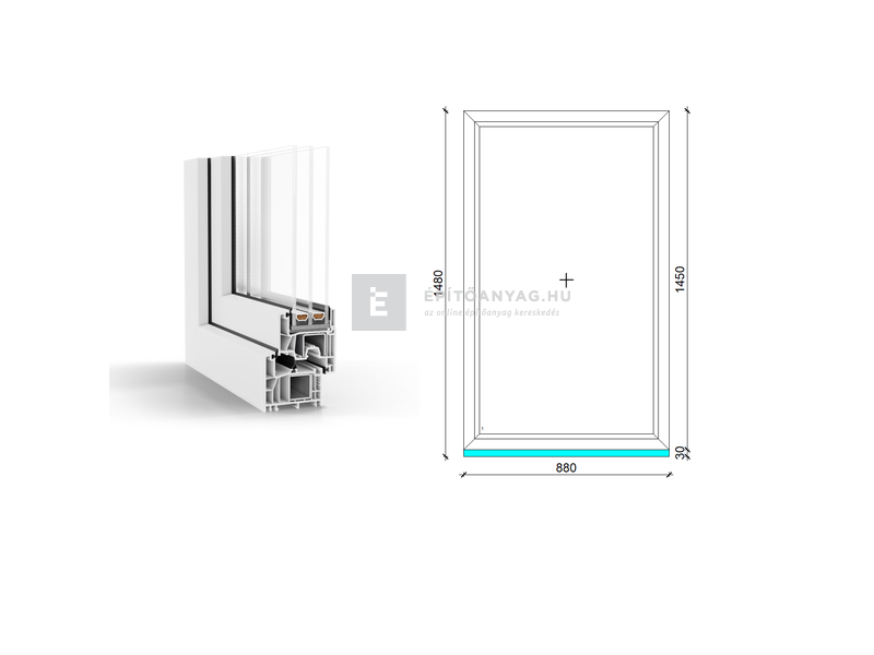 GreenEvolution 76 B 3r üv Fix 90x150 cm fehér fix ablak