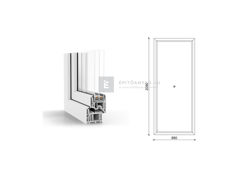 GreenEvolution 76 B 3r üv Fix 90x210 cm fehér fix ablak