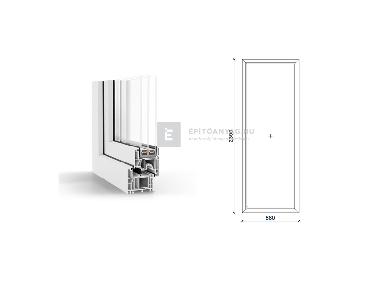 GreenEvolution 76 B 3r üv Fix 90x240 cm fehér fix ablak