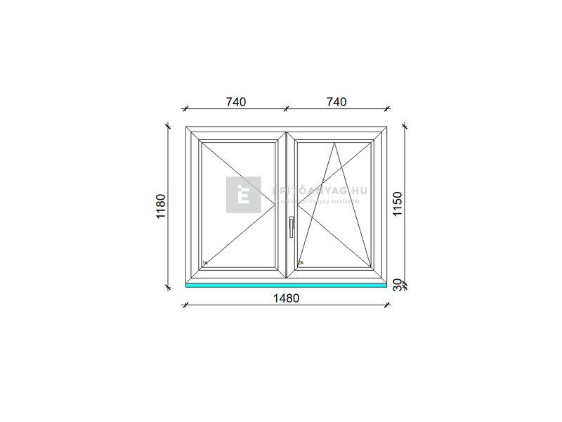 GreenEvolution 76 B műanyag, váltószárnyas ablak, 150x120 cm, nyíló/bukó-nyíló, jobbos, fehér, háromrétegű üvegezés